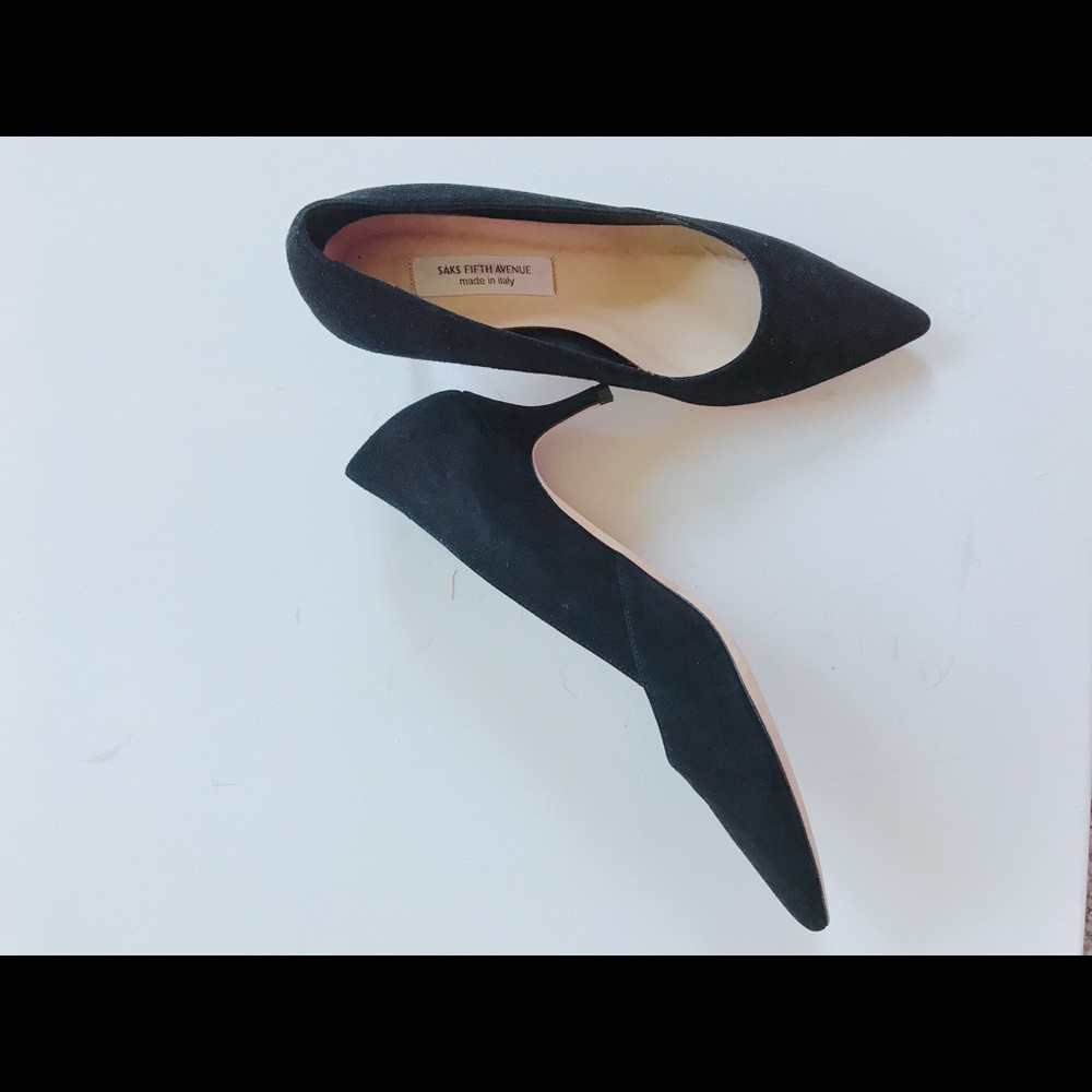 Saks Black Suede Heels, Vero Cuoio, Women 6.5.